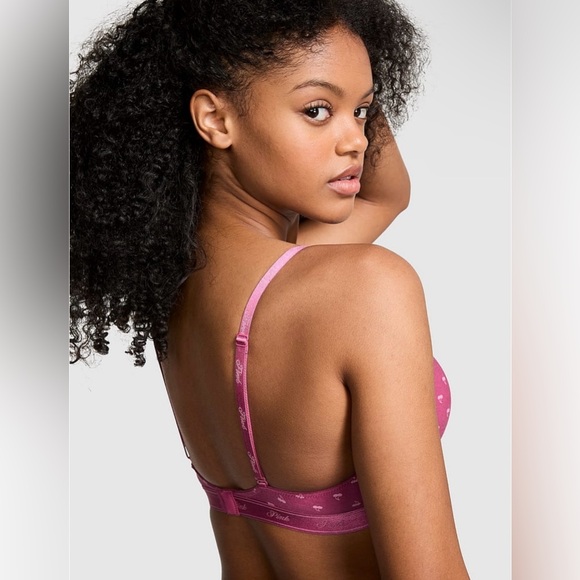 Victoria’s secret pink everywear push up bra 40B 40C And Panty Set Cherry Pink - Picture 7 of 7
